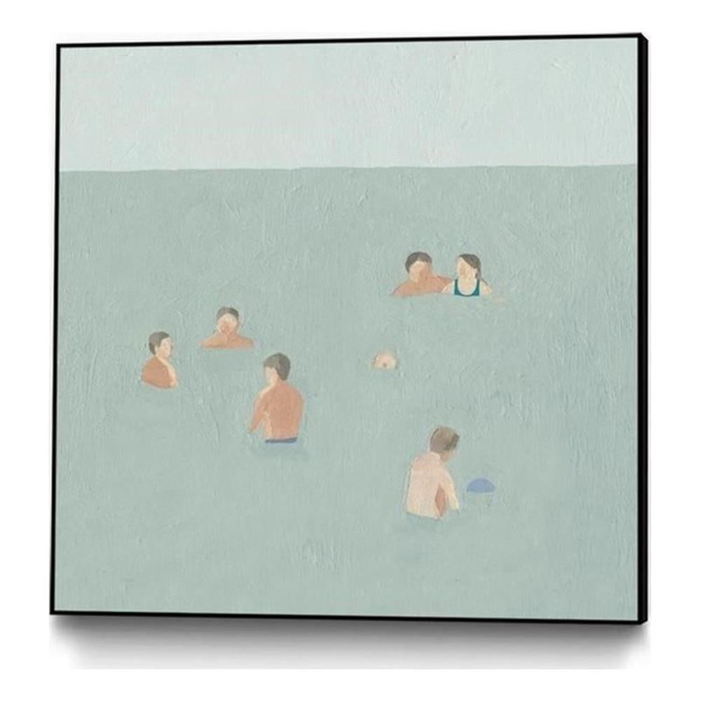 The Swimmers II 20x20 Green Framed Canvas Print