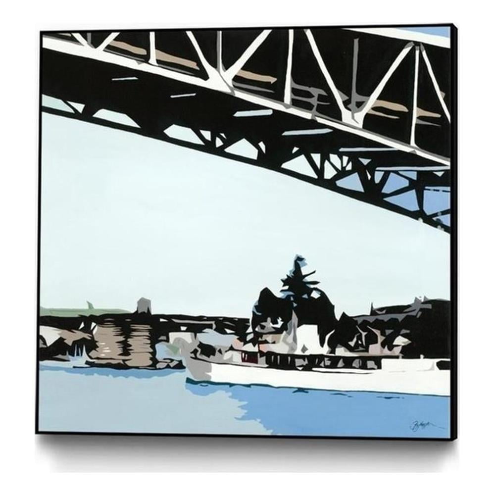 Modern Black and White Framed Canvas Print, 20 x 20 inches