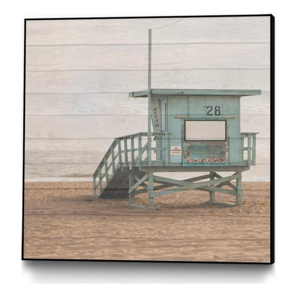 20x20 Coastal Lifeguard Stand Framed Canvas Print