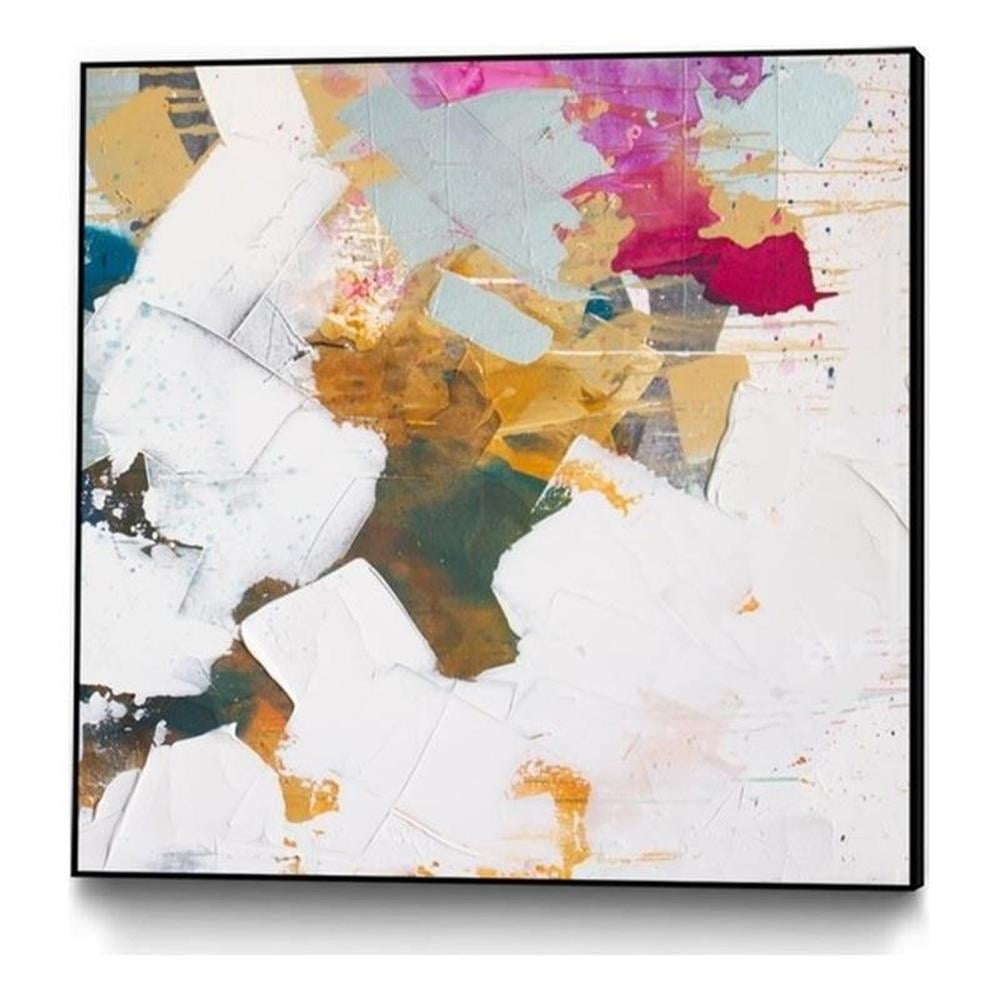 Bold Abstract 20x20 Canvas Framed in Pink and White