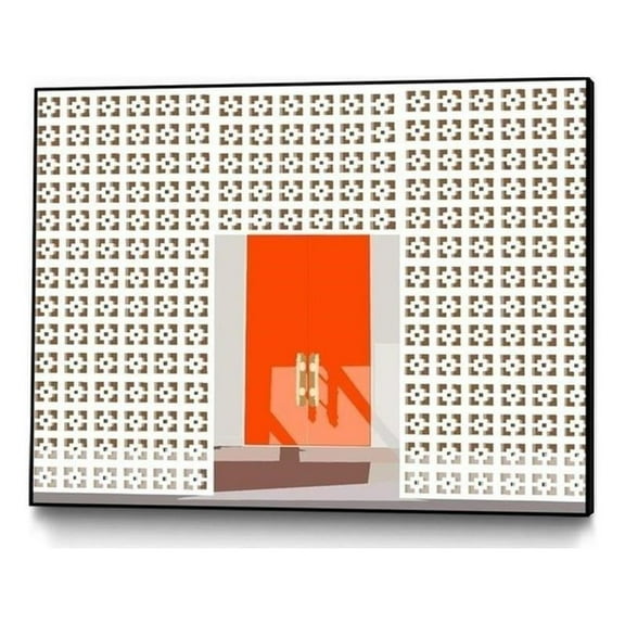 Giant Art Canvas  24x18 Mid Century Modern Front Door Framed in Multi-Color