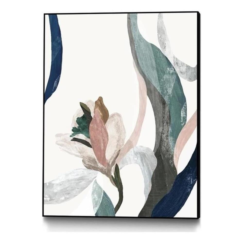 24x32 Multicolor Abstract Floral Canvas Framed Art