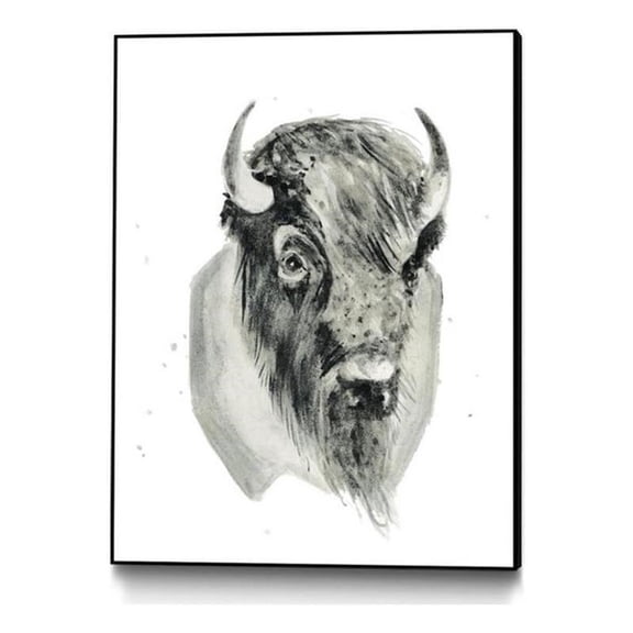 Giant Art Canvas  24x32 Bison Bust Framed in White