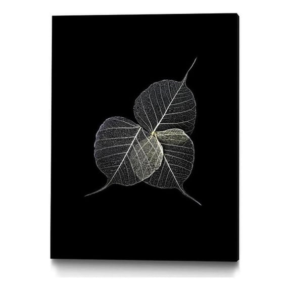 Giant Art Canvas 24x32 Dark Leaves Framed in Multi-Color