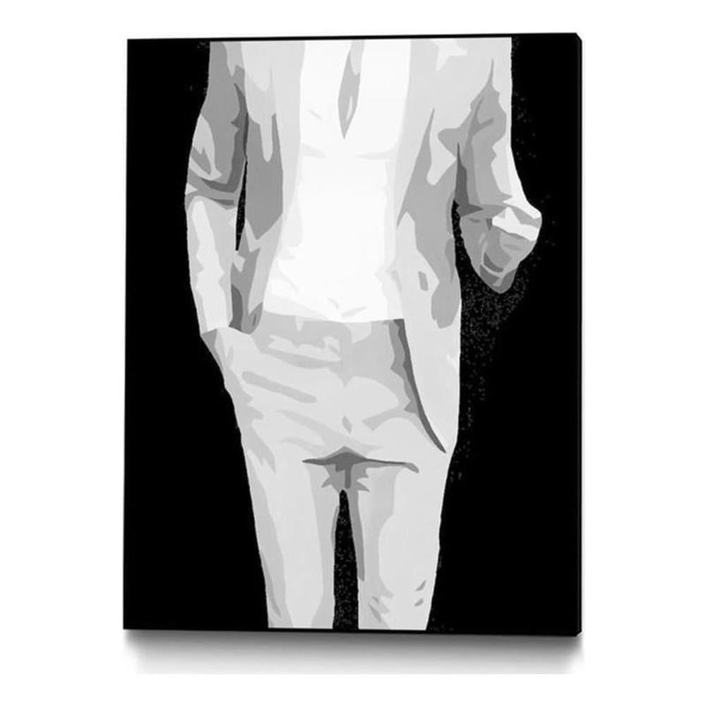Monochrome Suit Silhouette 24x32 Framed Canvas Print