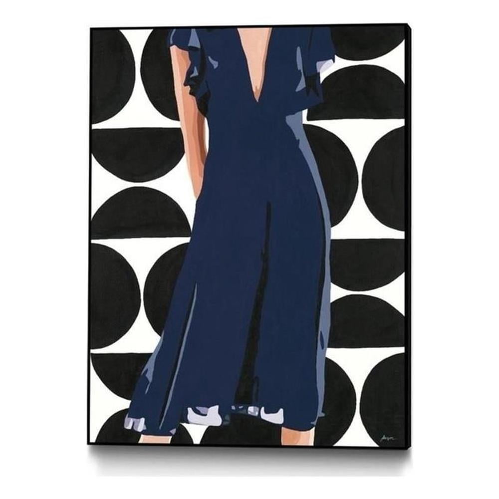 Navy Dress on Black and White Canvas Framed Art 24x32