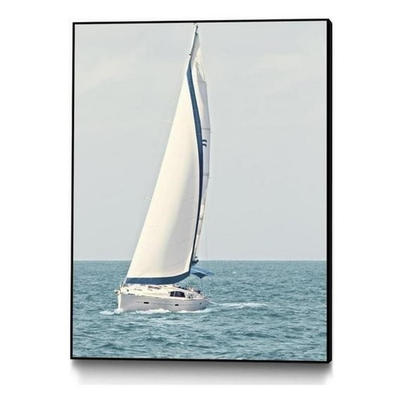 Giant Art Canvas 24x32 Sailboat In The Ocean Framed in Multi-Color