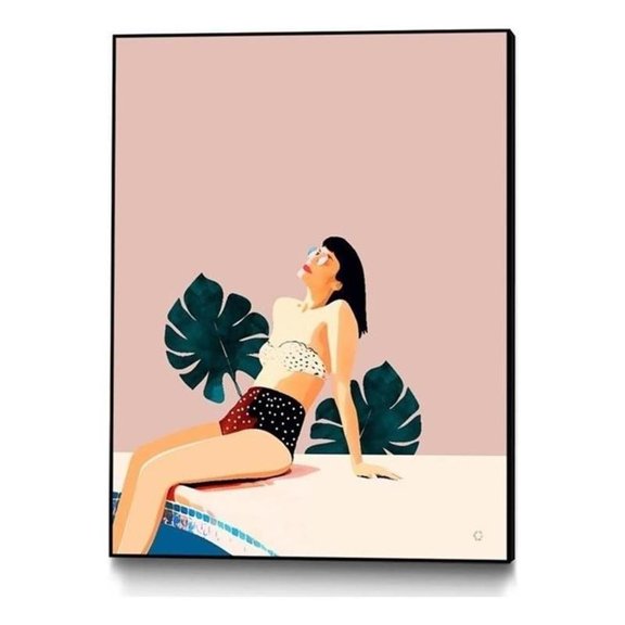 Giant Art Canvas 24x32 Sunday Framed in Pink