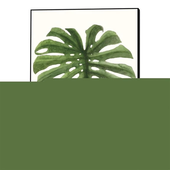 Giant Art Canvas 24x32 Tropical Breeze Leaves I Framed in White