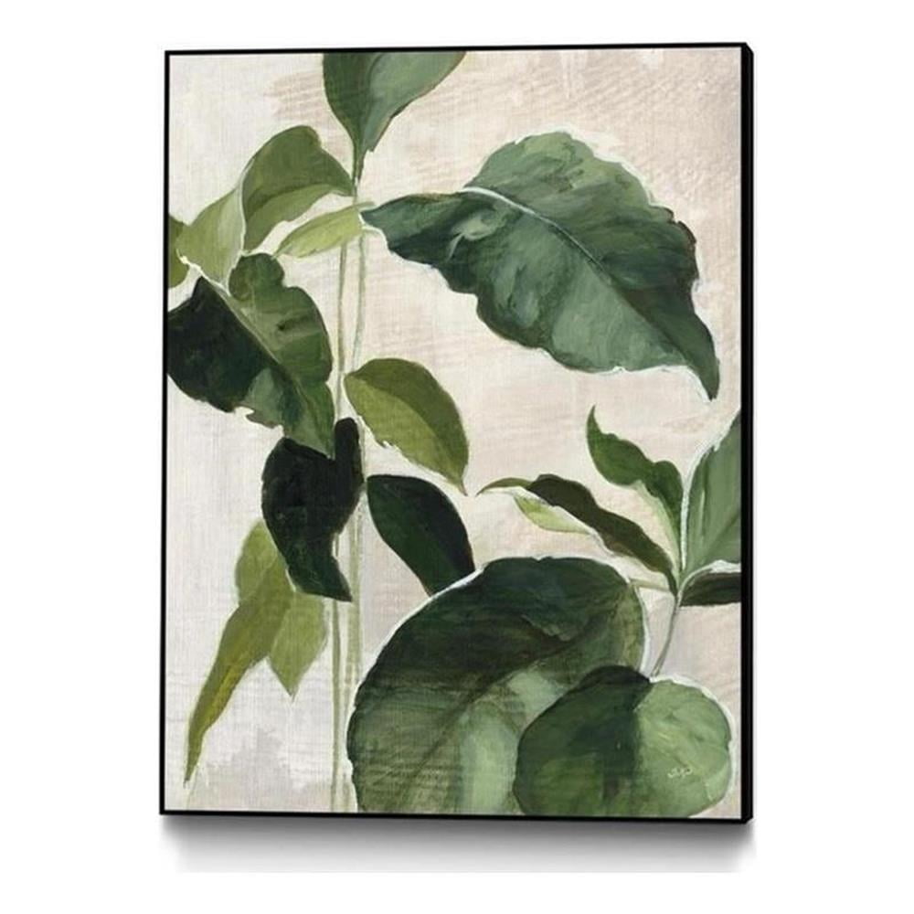 Large Green Tropical Leaves Framed Canvas Print