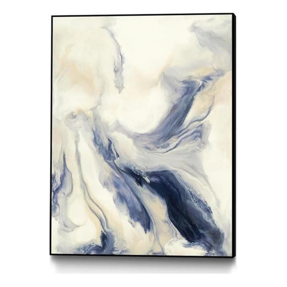 Abstract Blue and White 24x32 Framed Canvas Print