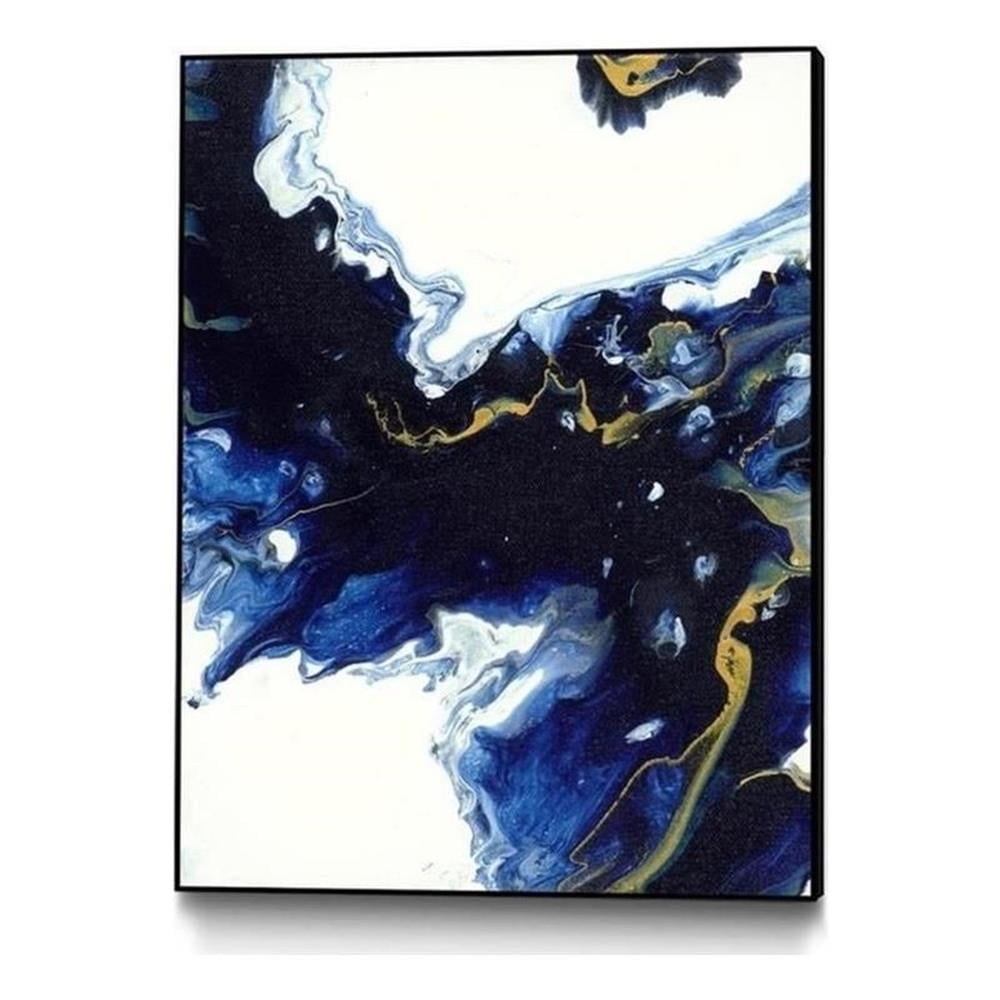 Abstract Blue and White Canvas Print with Black Frame, 24x32