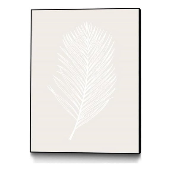 Giant Art Canvas 24x32 White Leaf Framed in White