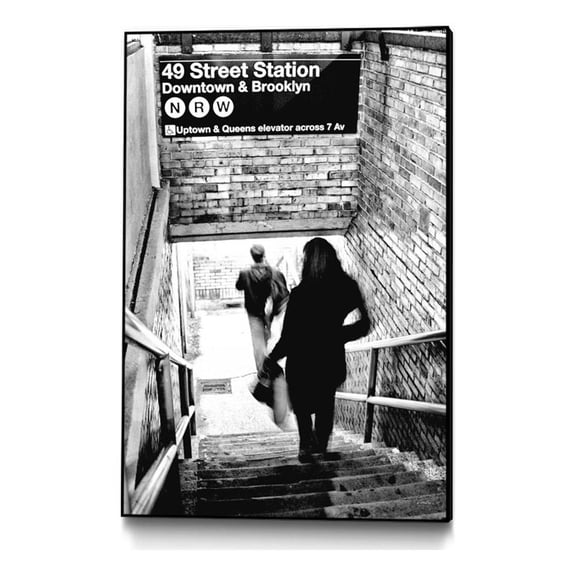 Giant Art Canvas 24x36 Subway Shadows Framed in White