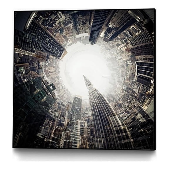 Giant Art Canvas 30x30 City Center II Framed in White