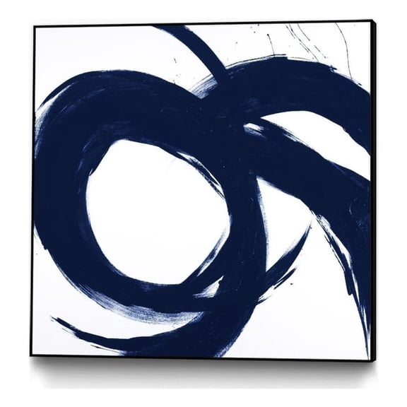 Giant Art Canvas 30x30 Navy Circular Strokes II Framed in White