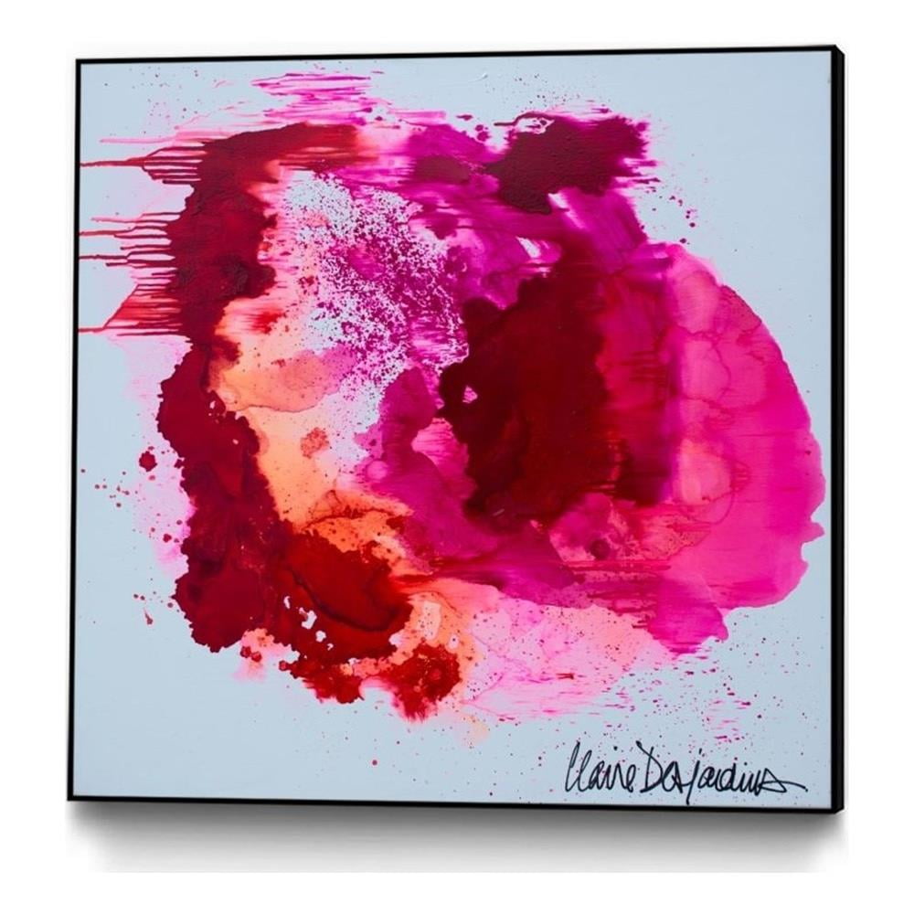 Bold Pink and Orange 30" x 30" Framed Canvas Art