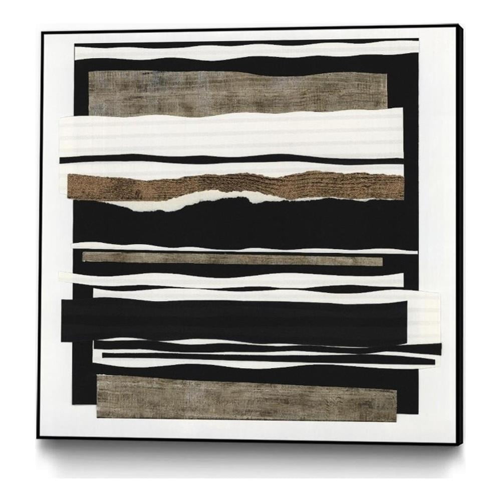 Modern Abstract Black and White Framed Canvas Art 30x30
