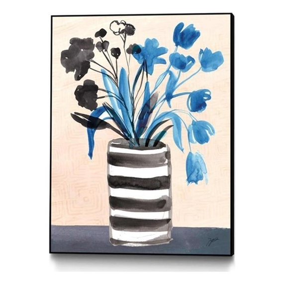 Giant Art Canvas 30x40 Blue Blooms Framed in Multi-Color