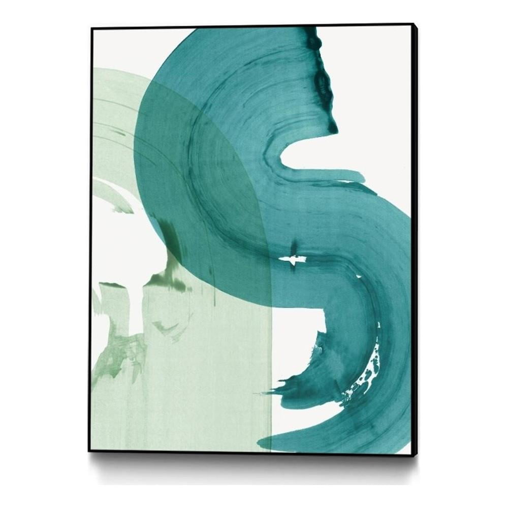 Large Green Abstract Canvas Print with Black Frame, 30x40 Inches