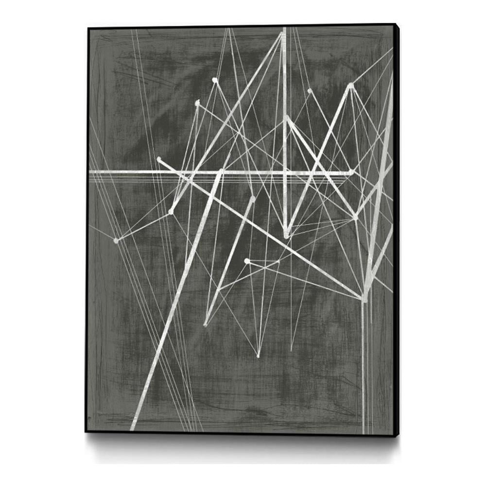 Large Abstract Black and White Canvas Print with Black Frame