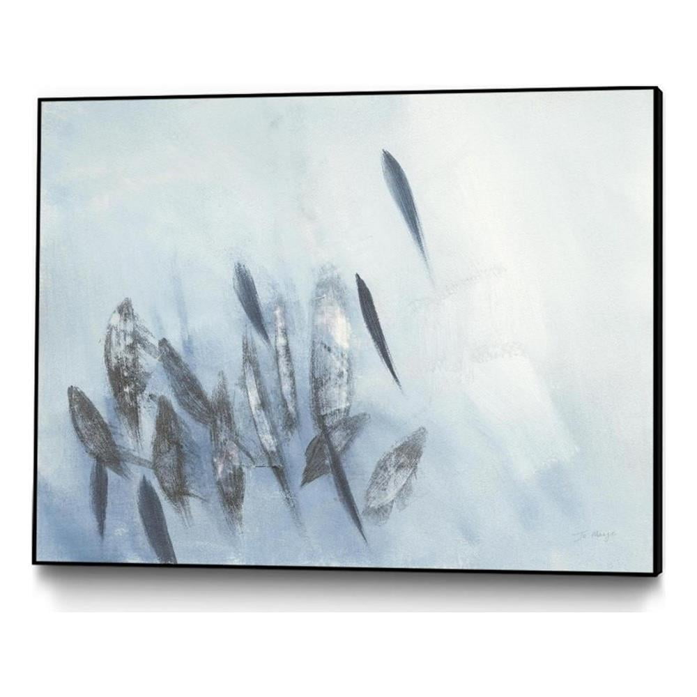 Gently Waving Abstract Blue and Gray Framed Canvas Art 32x24