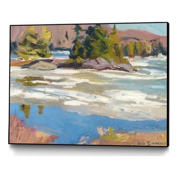 Giant Art Canvas  32x24 Little Running River Framed in Green