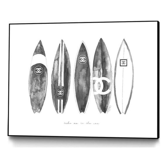 Giant Art Canvas  32x24 Surf Landscape Framed in Multi-Color