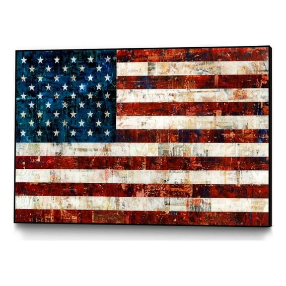 Giant Art Canvas 36x24 American Flag Framed in Red