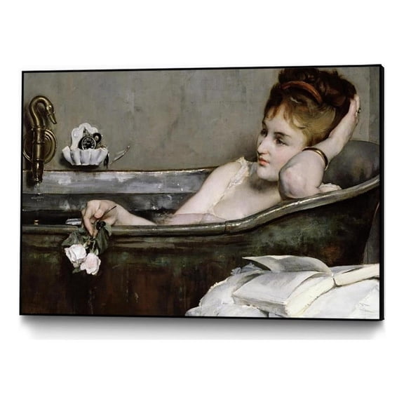 Giant Art Canvas  36x24 The Bath Framed in Multi-Color