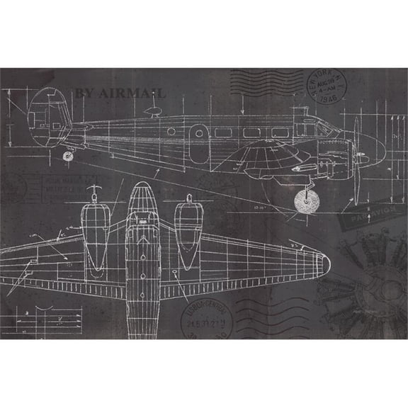 Giant Art Fine Art Giant Canvas Print Plane BluePrint in Multi-Color
