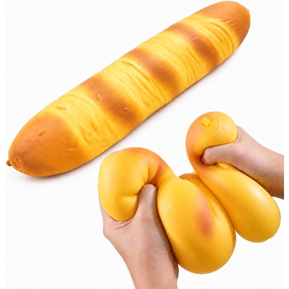 Giant Baguette Squishy Toy, Jumbo French Bread Squishy, Large Soft Squeeze Fidget Toy, Realistic Bread Stress Relief Sensory Toy, Oversized Bakery Food Toy for Teens Adults