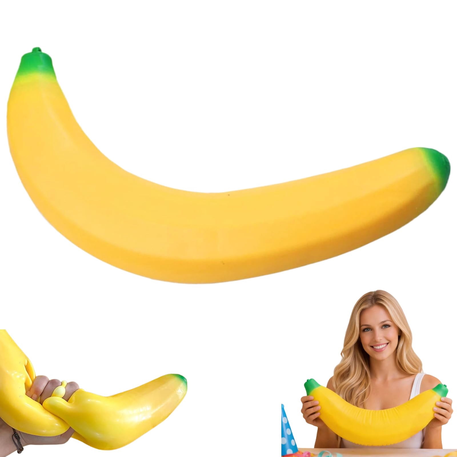 Giant Banana Squishy, 17.7 x 3 in Jumbo Banana Stress Relief Toy, Big Squishy Banana Fidget for Desk, Office Decor