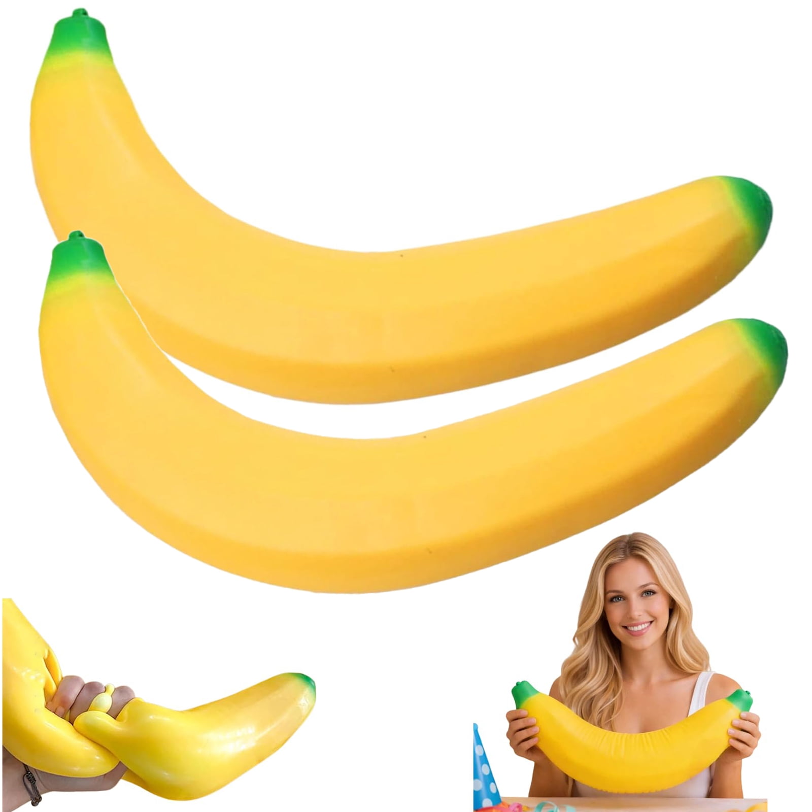 Giant Banana Squishy, 17.7 x 3 in Jumbo Banana Stress Relief Toy, Big Squishy Banana Fidget for Desk, Office Decor