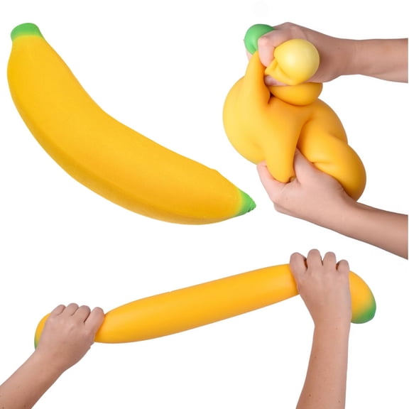 Giant Banana Squishy Toy, Super Stretchy Squeezy Banana Stress Relief Fidget Toy, Soft Squeeze Decompression Novelty Gift for Kids Adults