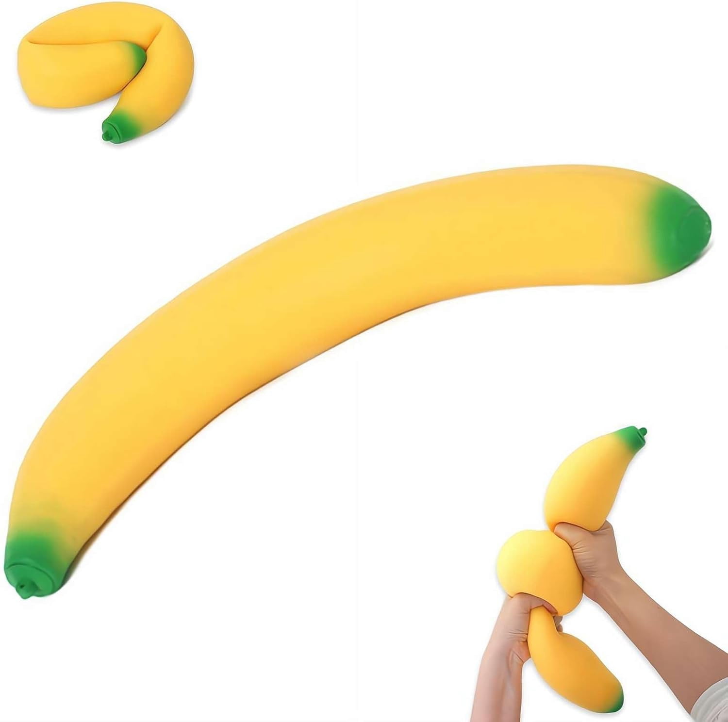 Giant Banana Stress Ball 17.7 Inch, Slow Rising Squeeze Ball for Adults, Soft Foam Desk Accessory for Anxiety Relief, Work School Travel(RL 1 PC)