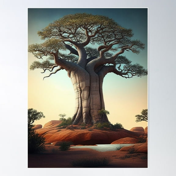 Giant Baobab Tree Scenic Photo Poster Wall Art, Modern Wall Decor For Living Room Bedroom, 8x12 UNFRAMED
