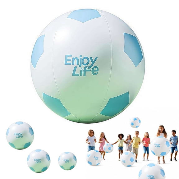 Giant Beach Ball, 23.6 Outdoor Extra Large Inflatable Soccer, Heavy Duty PVC Outdoor Garden Toy for Parties, Swimming Pools, Festivals, and Summer Fun - Blue & White Design
