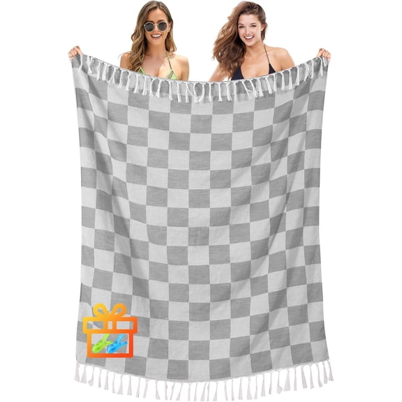 Giant Beach Towel Blanket Autumn Outing Stuff for Women & Men Road Trip Camping Gear Ship Cruise Gear Must Haves Large L Gray Plain Pattern Airplane Accessories Travel Gadgets Yard Mat