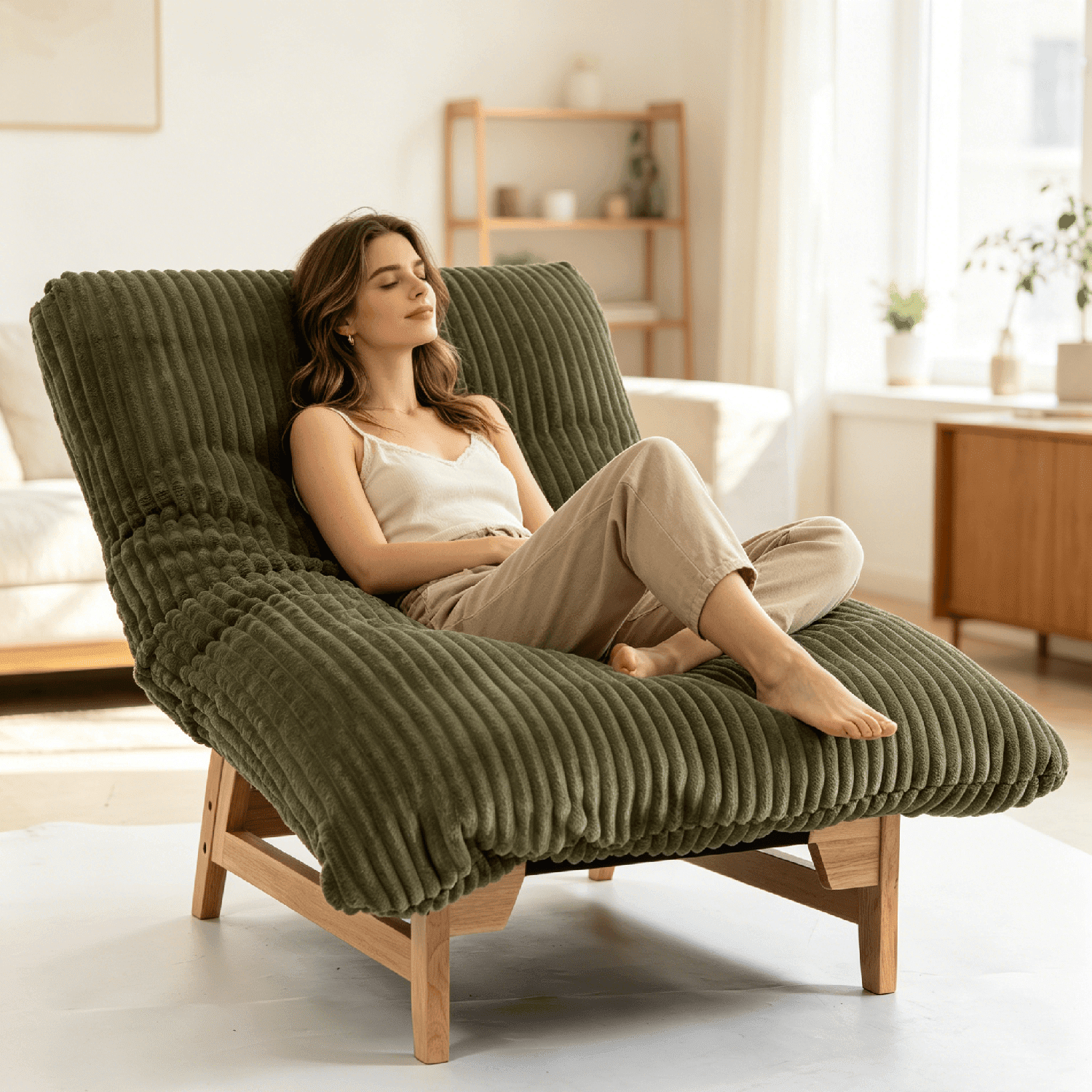 Giant Bean Bag Bed High-Density Sponge Filling Plush Fabric 10 Minute Assembly for Living Room Home Theater