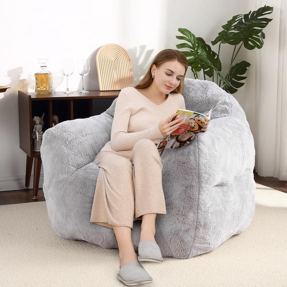 Giant Bean Bag Chair, 51" Large Bean Bag Chairs for Adults Kids High-Density Foam Filled Bean Bag Couch with Armrests, Big Beanbag Sofa Chair for Reading