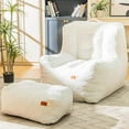 thumbnail image 1 of Giant Bean Bag Chair for Adults with Ottoman, High-Density Oversized Bean Bag Sofa, Cozy Lazy Comfy Floor Sofa for Bedroom, Reading Chair for Living Room, White, 1 of 8