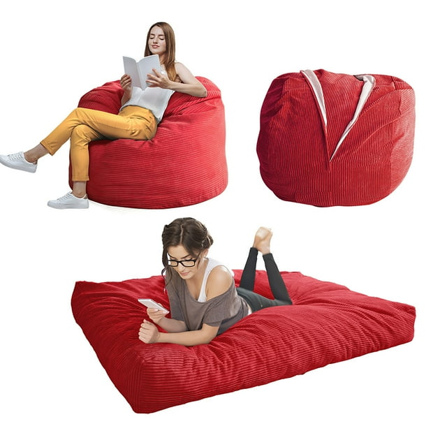 Giant Bean Bag Chair Bed for Adults, Convertible Beanbag Folds from