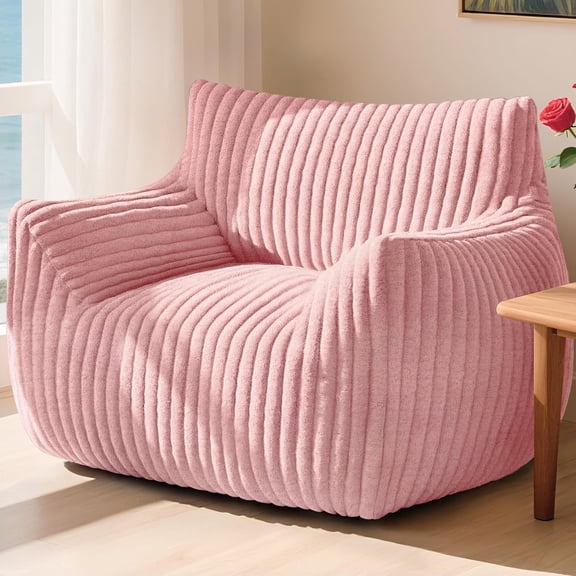 Giant Bean Bag Chair with Ottoman, Oversized Memory Foam Bean Bag Sofa for Adults and Kids, Large Comfy Fluffy Single Lounges Mini Couch for Living Room, Bedroom & Dorm(Gray)
