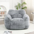 thumbnail image 1 of Giant Bean Bag Chair, Oversized Bean Bag Couch for Adults and Kids, Faux Fur Large Chair with Filler, Stuffed Big Accent Sofa Lounge Floor Sofa for Gaming, Reading, Dark Gray, 1 of 12