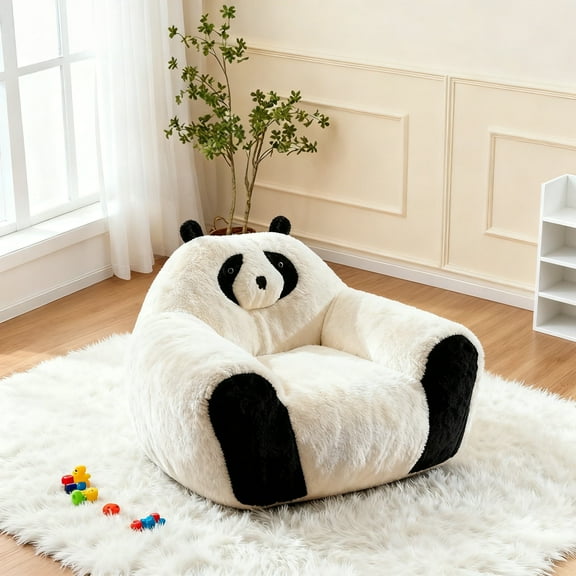 Giant Bean Bag Chair, Oversized Panda Bean Bag Couch with Back Support for Adults, Beanbag Chair with Filler for Living Room, Bedroom, Beige