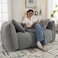 thumbnail image 1 of Giant Bean Bag Chair - Oversized Bean Bag Couch for Adults and Kids, Big Bean Bag Sofa Chair Floor Sofa with Pillows and Stuffer for Gaming, Reading, Dorm Apartment Living Room - Grey, 1 of 8