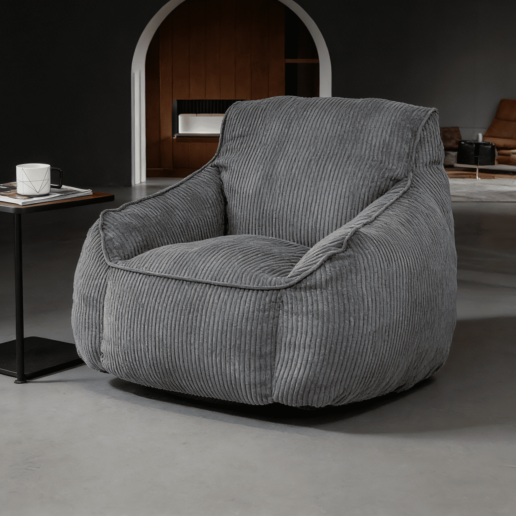 Giant Bean Bag Chair Sofa for Adults and Teens - Comfy Corduroy Large Bean Bag with Armrests for Bedroom, Living Room, Adult Lazy Sofa Couch Chair with Filler Included