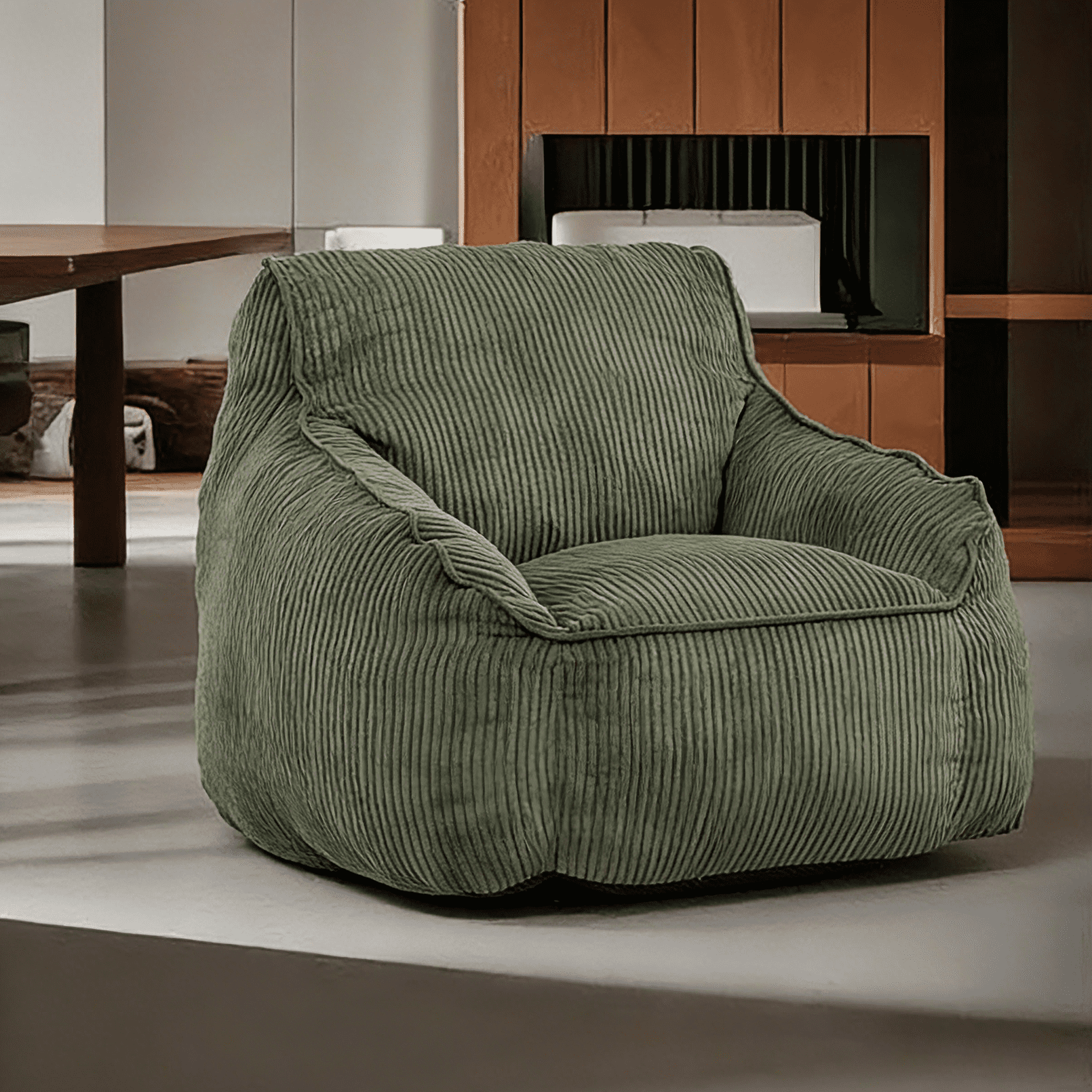 Giant Bean Bag Chair Sofa for Adults and Teens - Comfy Corduroy Large Bean Bag with Armrests for Bedroom, Living Room, Adult Lazy Sofa Couch Chair with Filler Included