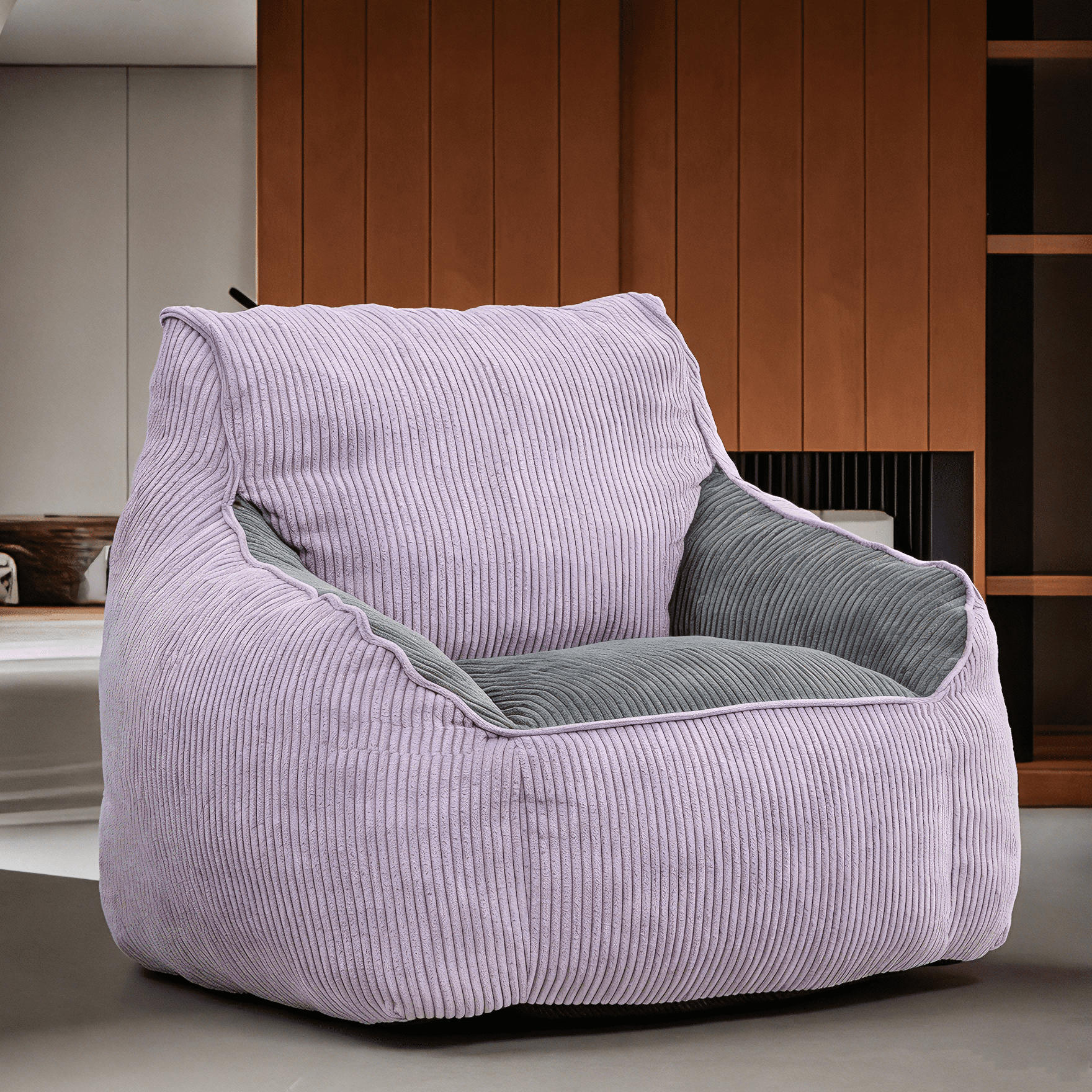 Giant Bean Bag Chair Sofa for Adults and Teens - Comfy Corduroy Large Bean Bag with Armrests for Bedroom, Living Room, Adult Lazy Sofa Couch Chair with Filler Included